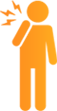 首や肩に手を当て、痛みやこりを示す人のピクトグラム